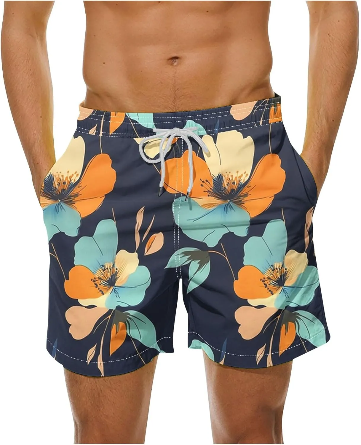 Men's Shorts 2025 Casual Hawaiian Beach Board Shorts Plus Size Men Palm Floral Boho Swim Trunks Quick Dry Lightweight