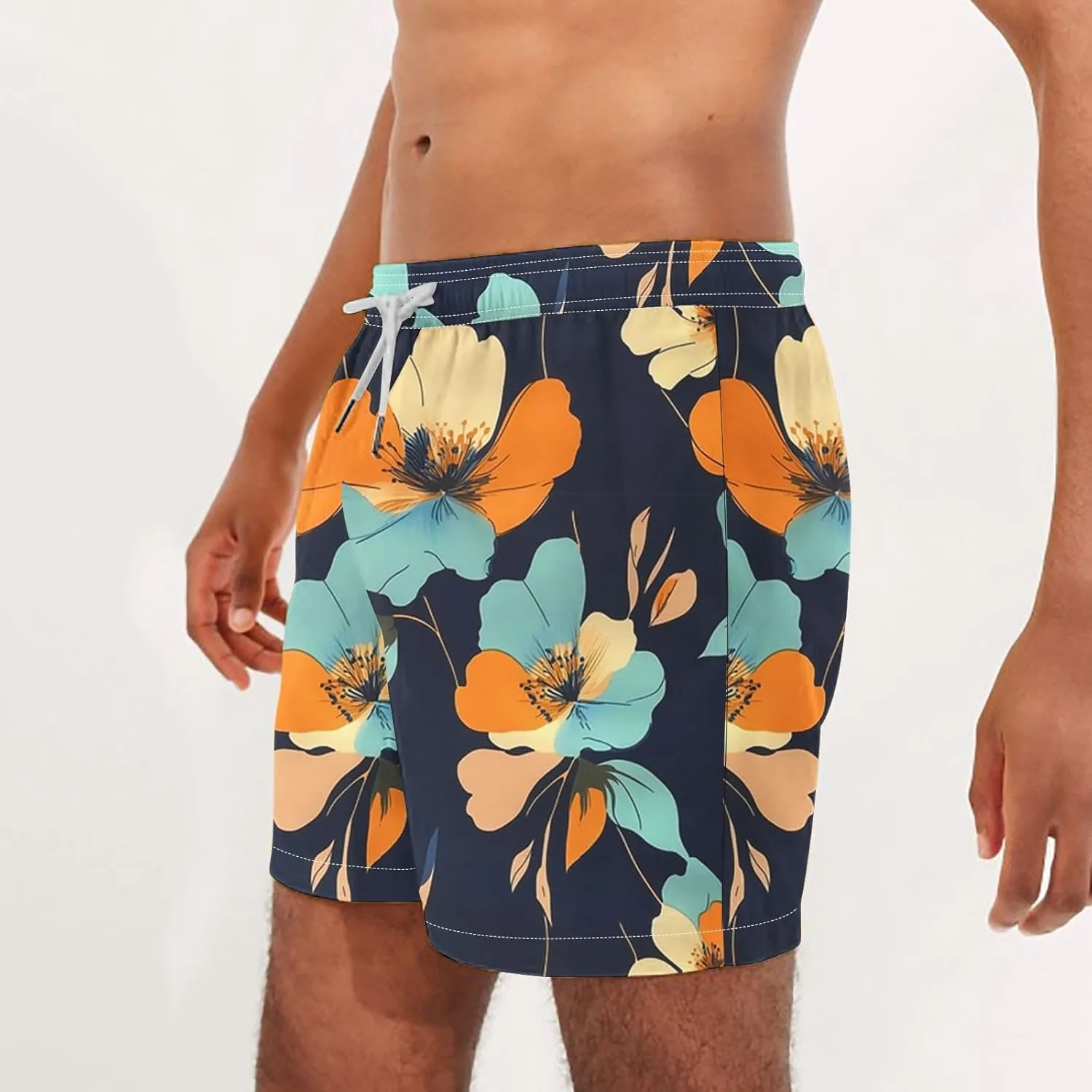 Men's Shorts 2025 Casual Hawaiian Beach Board Shorts Plus Size Men Palm Floral Boho Swim Trunks Quick Dry Lightweight