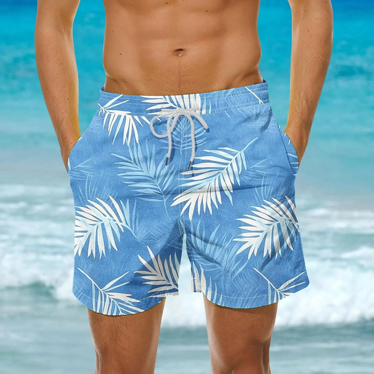 Men's Shorts 2025 Casual Hawaiian Beach Board Shorts Plus Size Men Palm Floral Boho Swim Trunks Quick Dry Lightweight