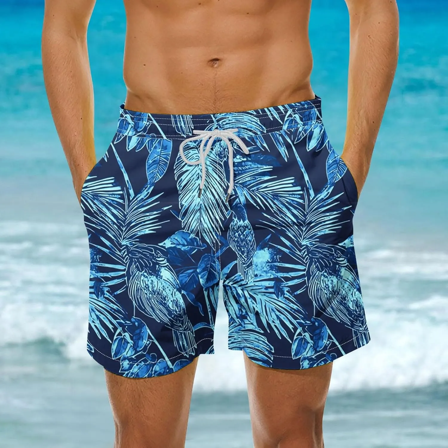 Men's Shorts 2025 Casual Hawaiian Beach Board Shorts Plus Size Men Palm Floral Boho Swim Trunks Quick Dry Lightweight