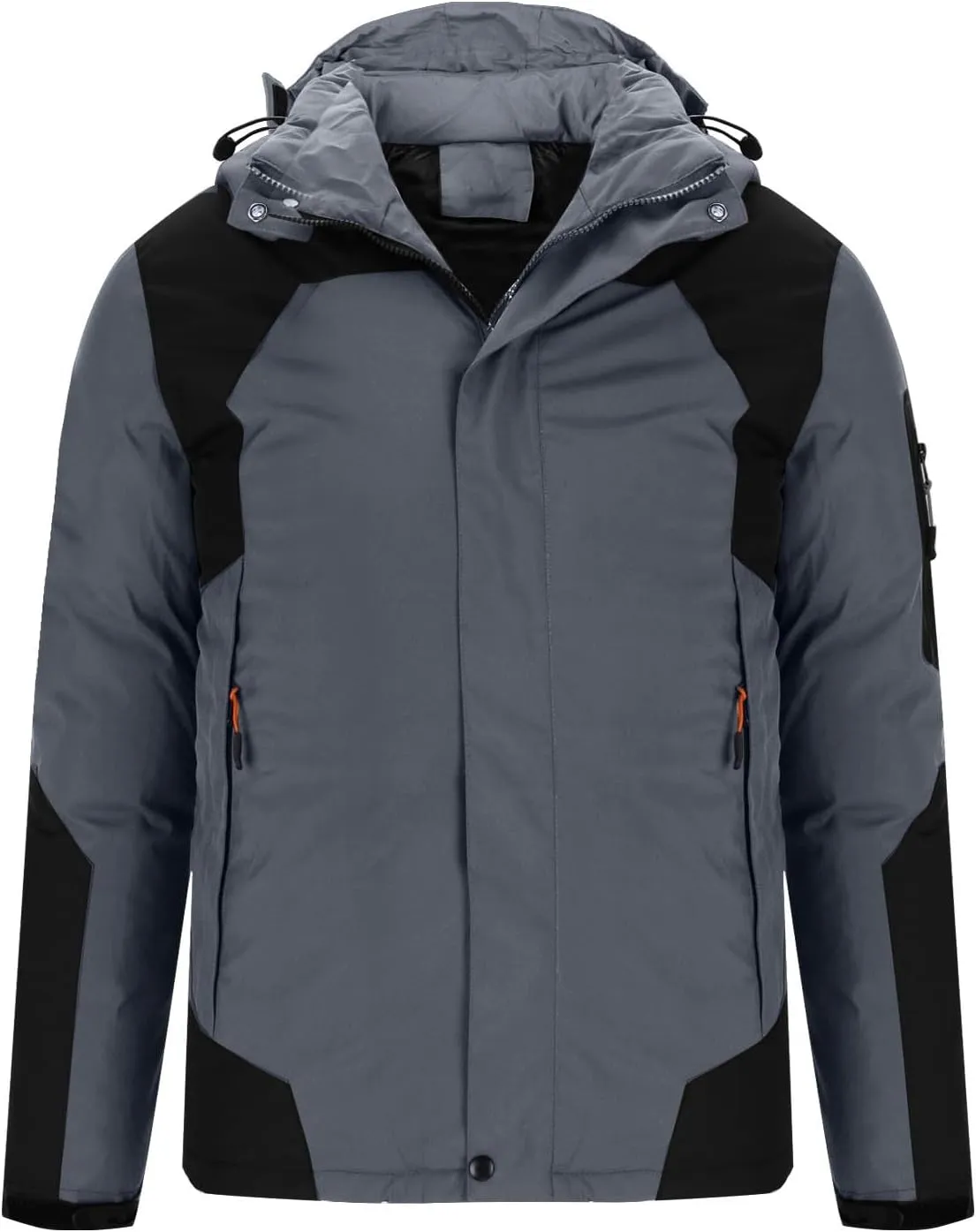 Men's Ski Puffer Jacket Hooded Warm Winter Snow Coat Waterproof Mountain Windbreaker Down Jacket for Hiking Traval
