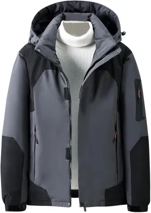 Men's Ski Puffer Jacket Hooded Warm Winter Snow Coat Waterproof Mountain Windbreaker Down Jacket for Hiking Traval