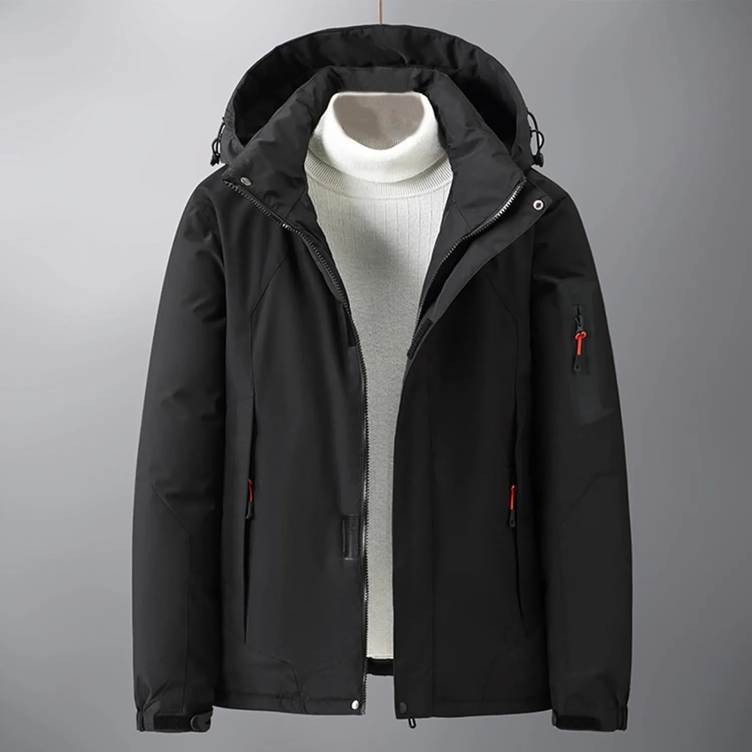 Men's Ski Puffer Jacket Hooded Warm Winter Snow Coat Waterproof Mountain Windbreaker Down Jacket for Hiking Traval
