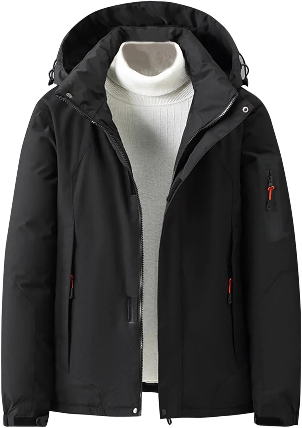 Men's Ski Puffer Jacket Hooded Warm Winter Snow Coat Waterproof Mountain Windbreaker Down Jacket for Hiking Traval