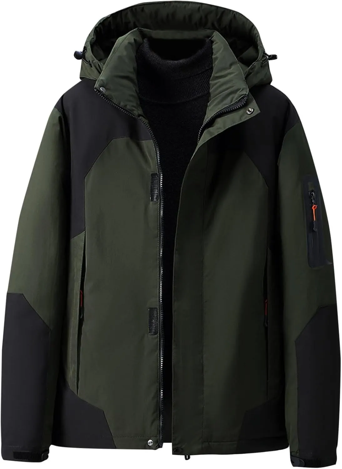 Men's Ski Puffer Jacket Hooded Warm Winter Snow Coat Waterproof Mountain Windbreaker Down Jacket for Hiking Traval