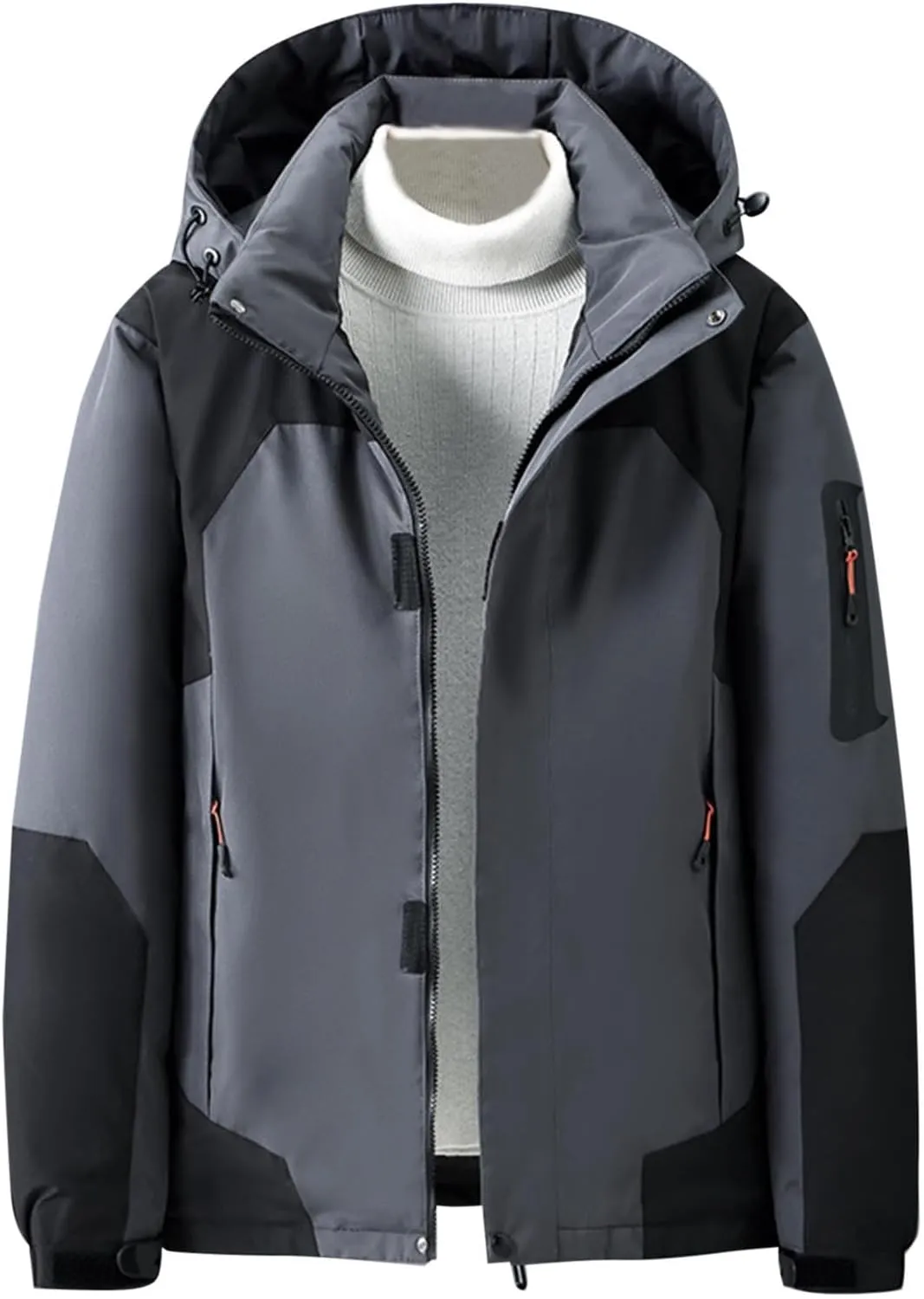 Men's Ski Puffer Jacket Hooded Warm Winter Snow Coat Waterproof Mountain Windbreaker Down Jacket for Hiking Traval