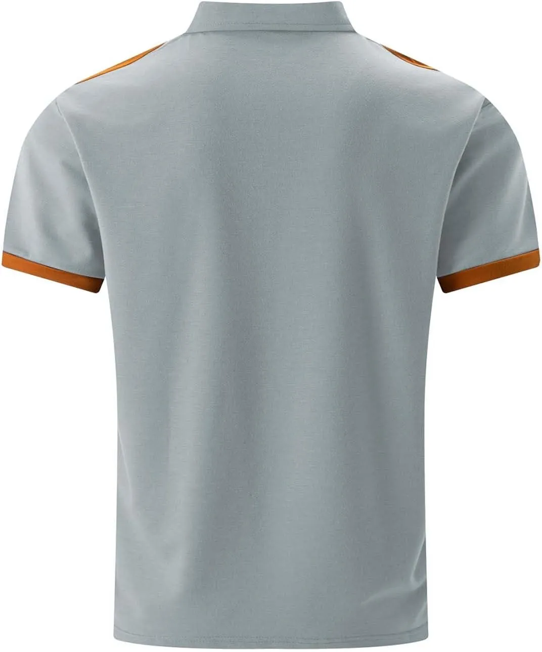 Men's Slim Fit Polo Shirt Lapel Collar Button Down Patchwork Color Matching Work T Shirt Lightweight Tops with Pocket