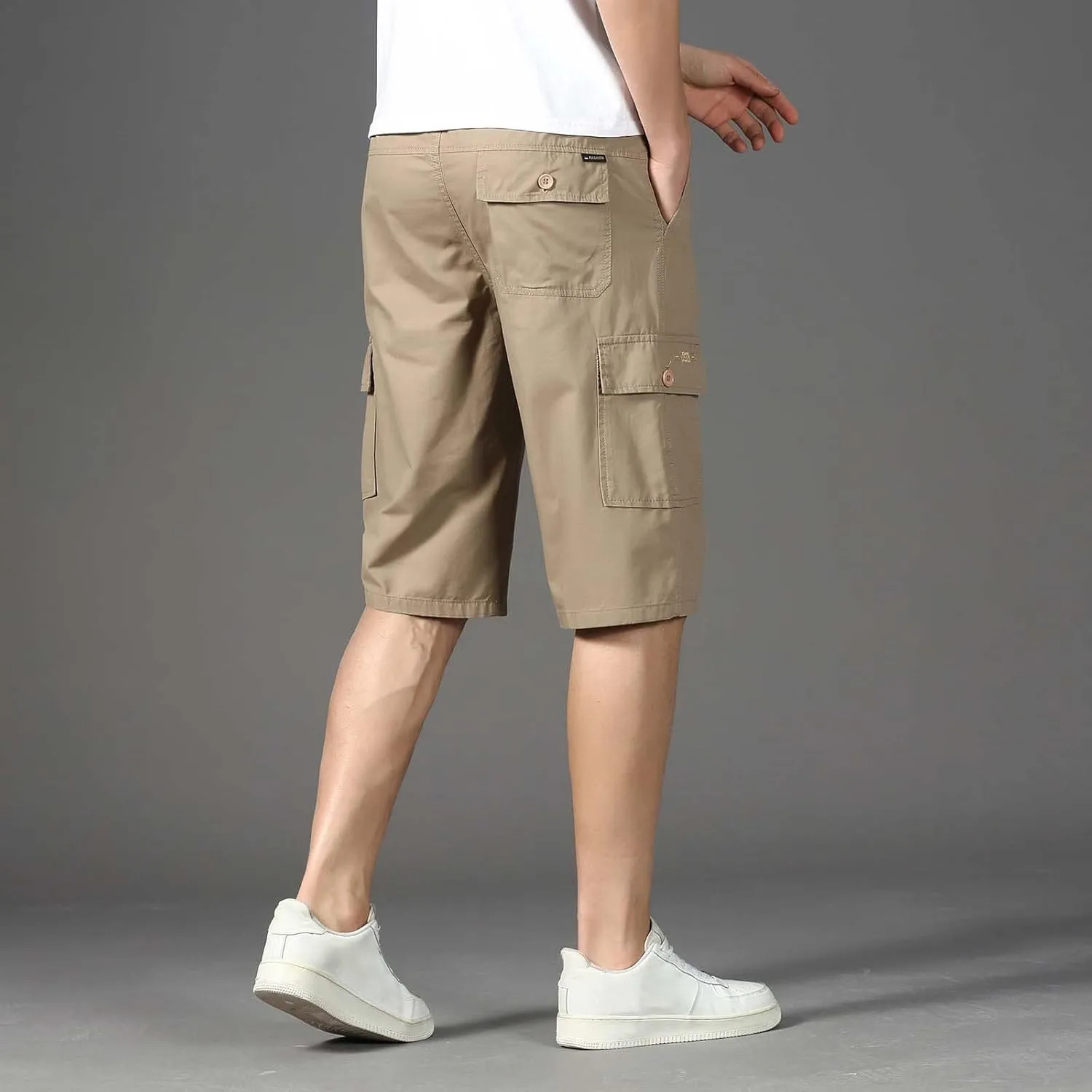 Men's Sports Cargo Pants Multi-Pocket Shorts Lightweight Breathable Summer Beach Shorts for Men