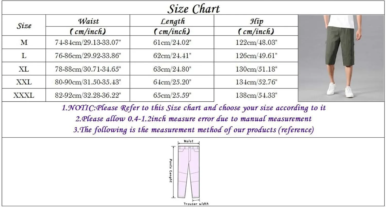 Men's Sports Cargo Pants Multi-Pocket Shorts Lightweight Breathable Summer Beach Shorts for Men