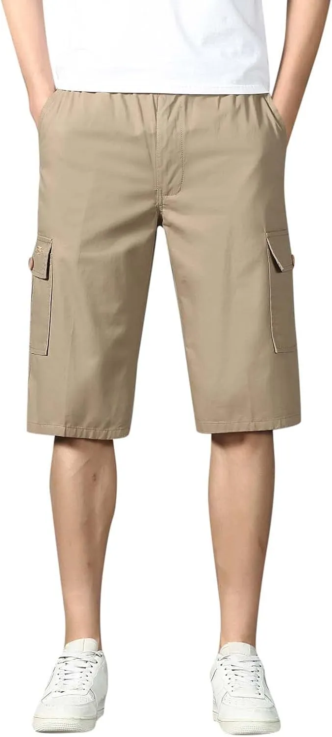 Men's Sports Cargo Pants Multi-Pocket Shorts Lightweight Breathable Summer Beach Shorts for Men