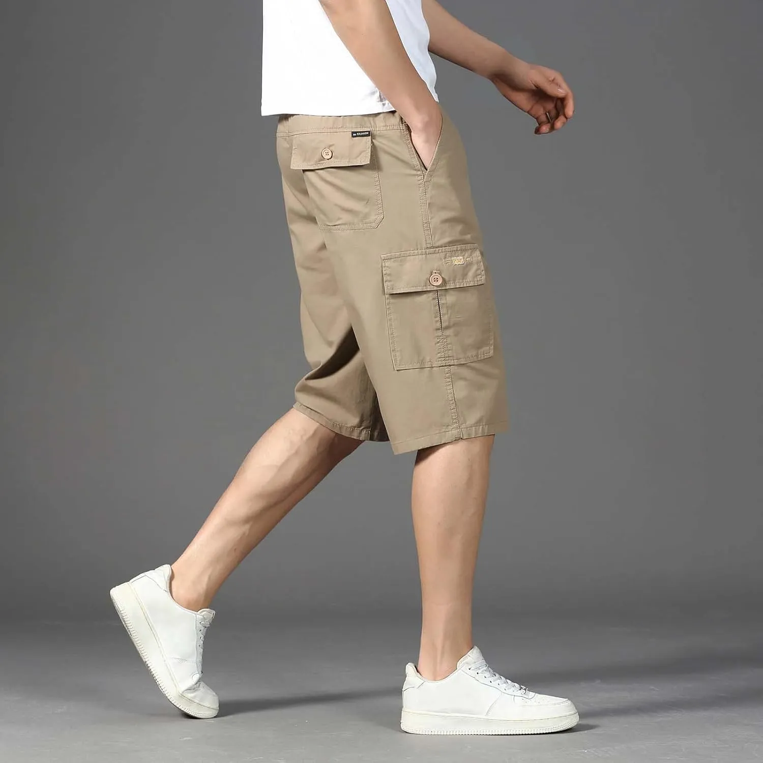 Men's Sports Cargo Pants Multi-Pocket Shorts Lightweight Breathable Summer Beach Shorts for Men