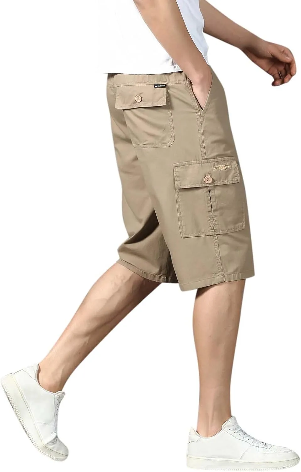 Men's Sports Cargo Pants Multi-Pocket Shorts Lightweight Breathable Summer Beach Shorts for Men