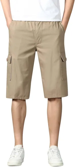 Men's Sports Cargo Pants Multi-Pocket Shorts Lightweight Breathable Summer Beach Shorts for Men