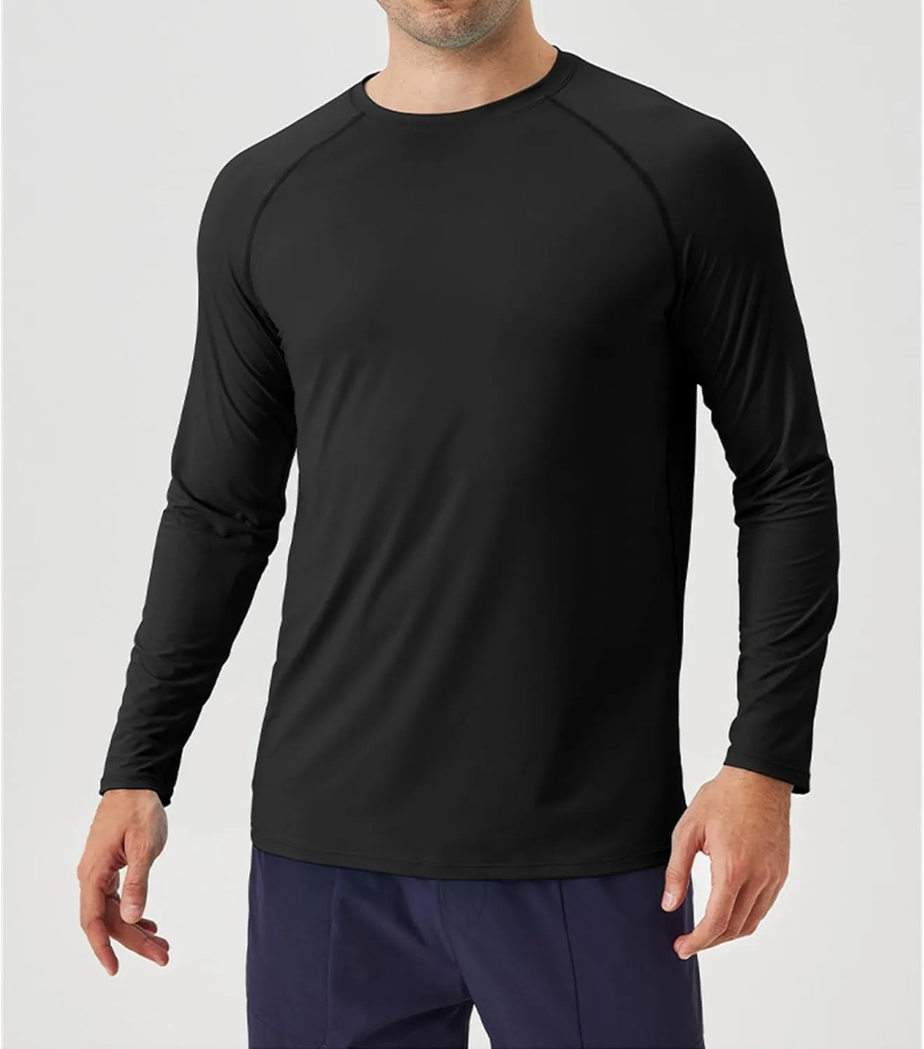 Men's Sports Long Sleeve T-Shirt Ice Silk Sunscreen Loose Breathable Cool Outdoor Running Fitness Long Sleeve Shirt