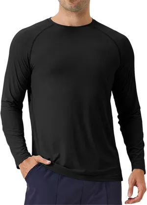 Men's Sports Long Sleeve T-Shirt Ice Silk Sunscreen Loose Breathable Cool Outdoor Running Fitness Long Sleeve Shirt