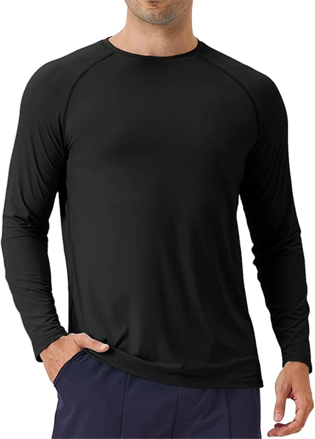 Men's Sports Long Sleeve T-Shirt Ice Silk Sunscreen Loose Breathable Cool Outdoor Running Fitness Long Sleeve Shirt