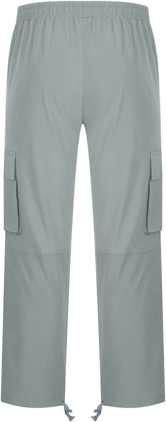 Mens Stylish Drawstring Cargo Jogger Pants Outdoor Fashion Athletic Joggers Pants Casual Straight Leg Track Pants