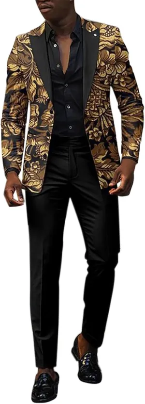 Mens Stylish Suit Sets Slim Fit 3 Button Blazer Jacket and Pants Wedding Prom Tuxedo Set Casual Business Suit Sets