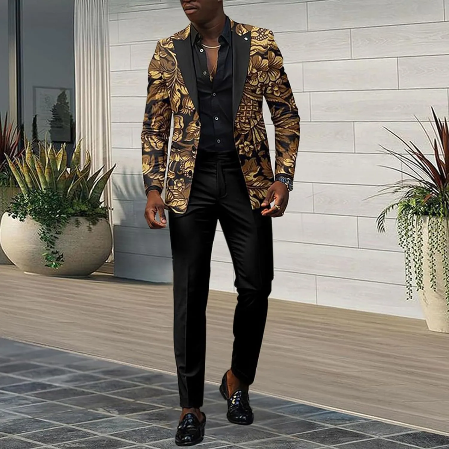 Mens Stylish Suit Sets Slim Fit 3 Button Blazer Jacket and Pants Wedding Prom Tuxedo Set Casual Business Suit Sets