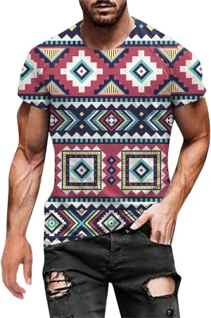 Mens Summer Shirt Rainbow Tie Dye T-Shirt Summer Casual Short Sleeve Tops Cool 3D Printing Muscle Workout Tees Blouse