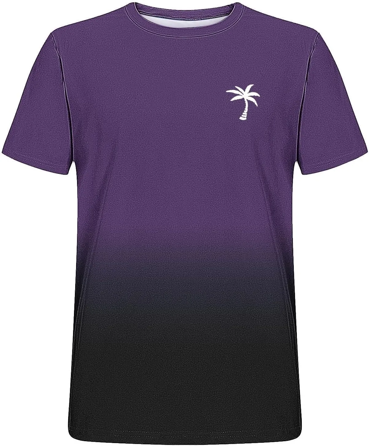 Mens Summer Streetwear Casual T Shirts Short Sleeve Ombre Tropical Print Tee Shirts Loose Fit Fashion Hip Hop Tshirts