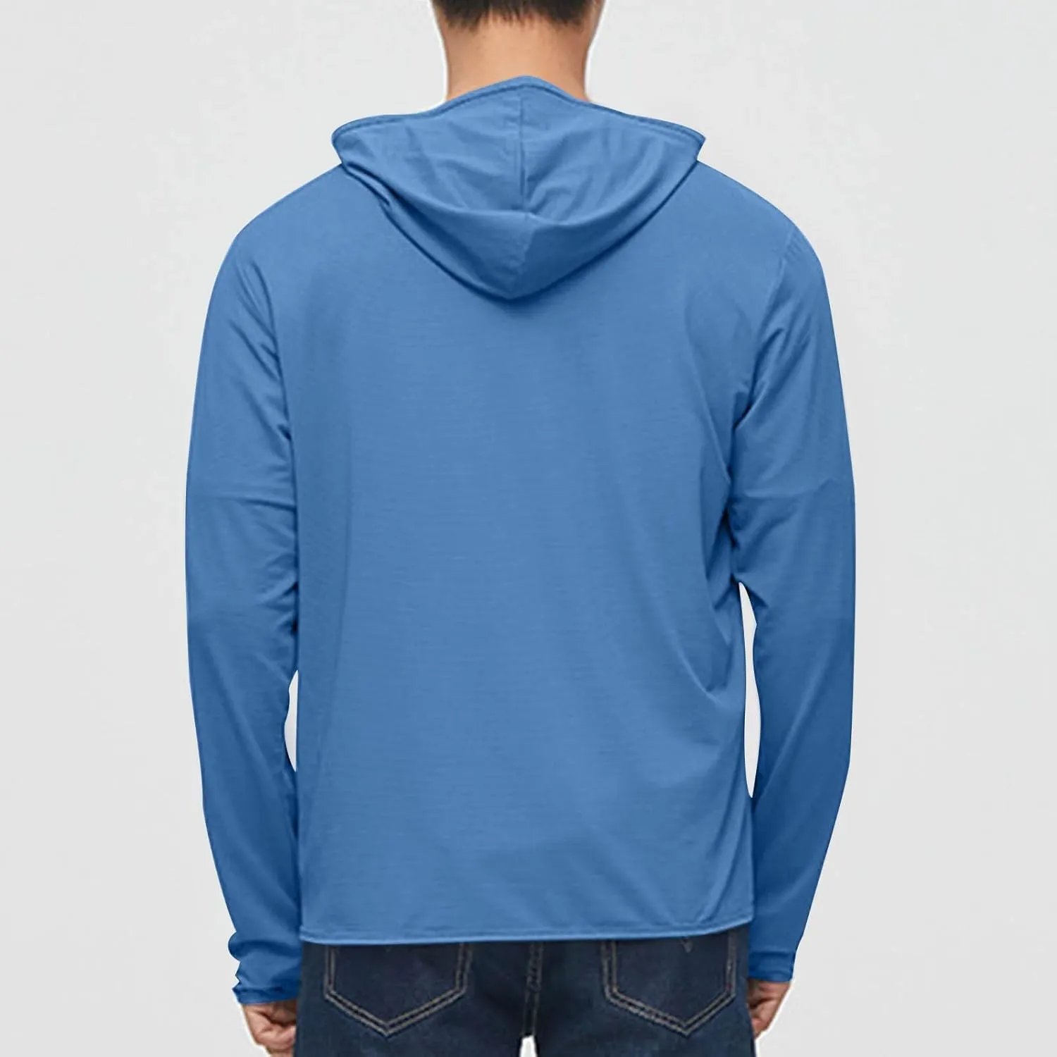 Men's Sun Shirts UPF 50  Rash Guard Long Sleeve Sun Protection Hoodie UV Fishing Lightweight Athletic Running Shirts