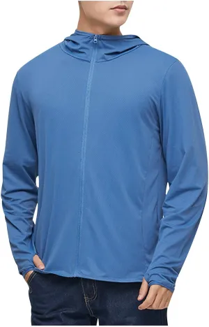 Men's Sun Shirts UPF 50  Rash Guard Long Sleeve Sun Protection Hoodie UV Fishing Lightweight Athletic Running Shirts