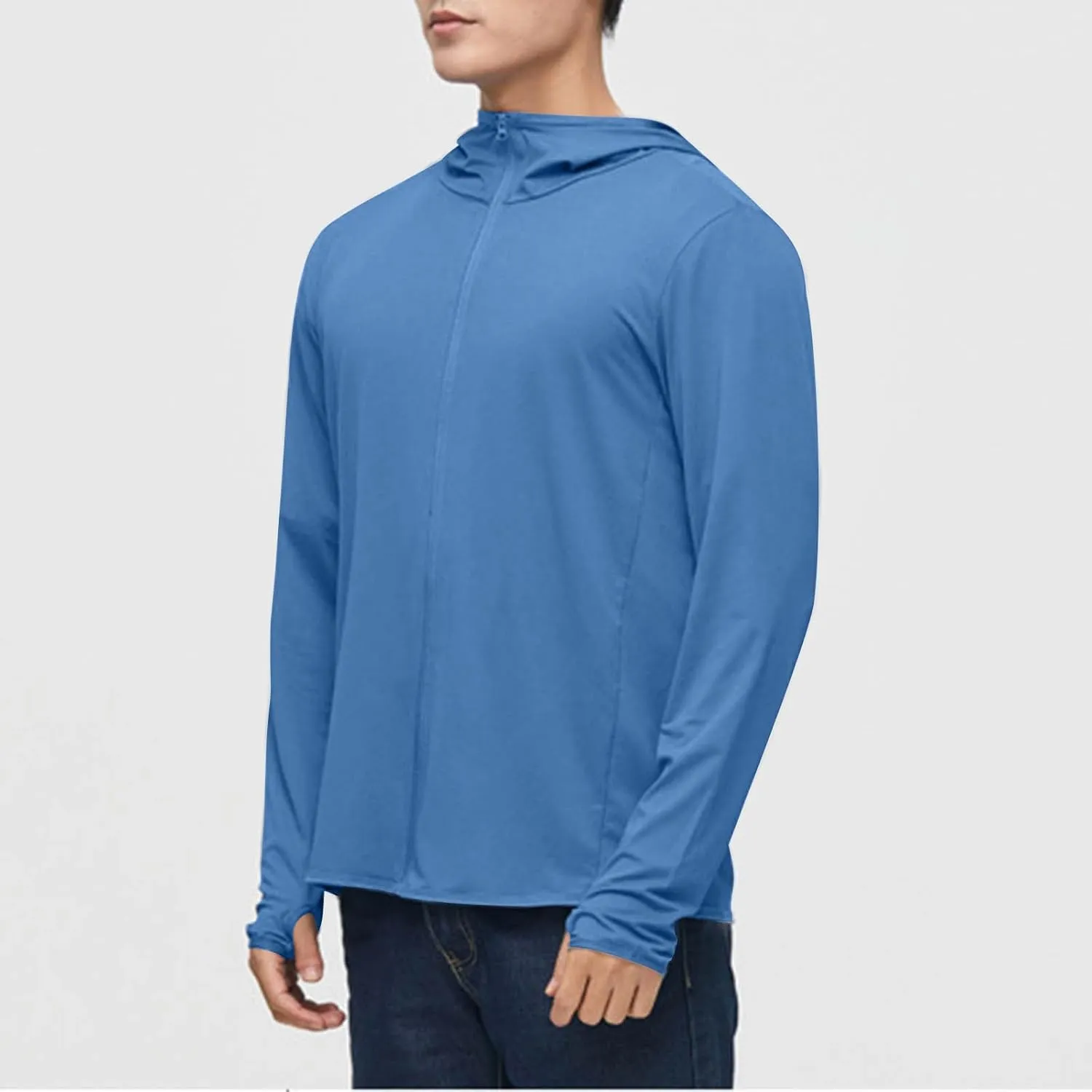 Men's Sun Shirts UPF 50  Rash Guard Long Sleeve Sun Protection Hoodie UV Fishing Lightweight Athletic Running Shirts