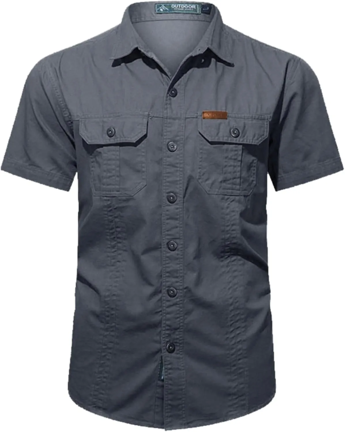 Mens Tactical Cargo Shirt Military Casual Regular Fit Summer Short Sleeve Work Fishing Shirts Tops