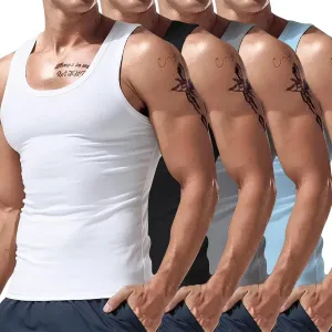 Mens Tank Top Quick-Dry Workout Fitness Clothes Sleeveless Summer Stretchy Moisture Wicking Bodybuilding Gym Muscle Tee