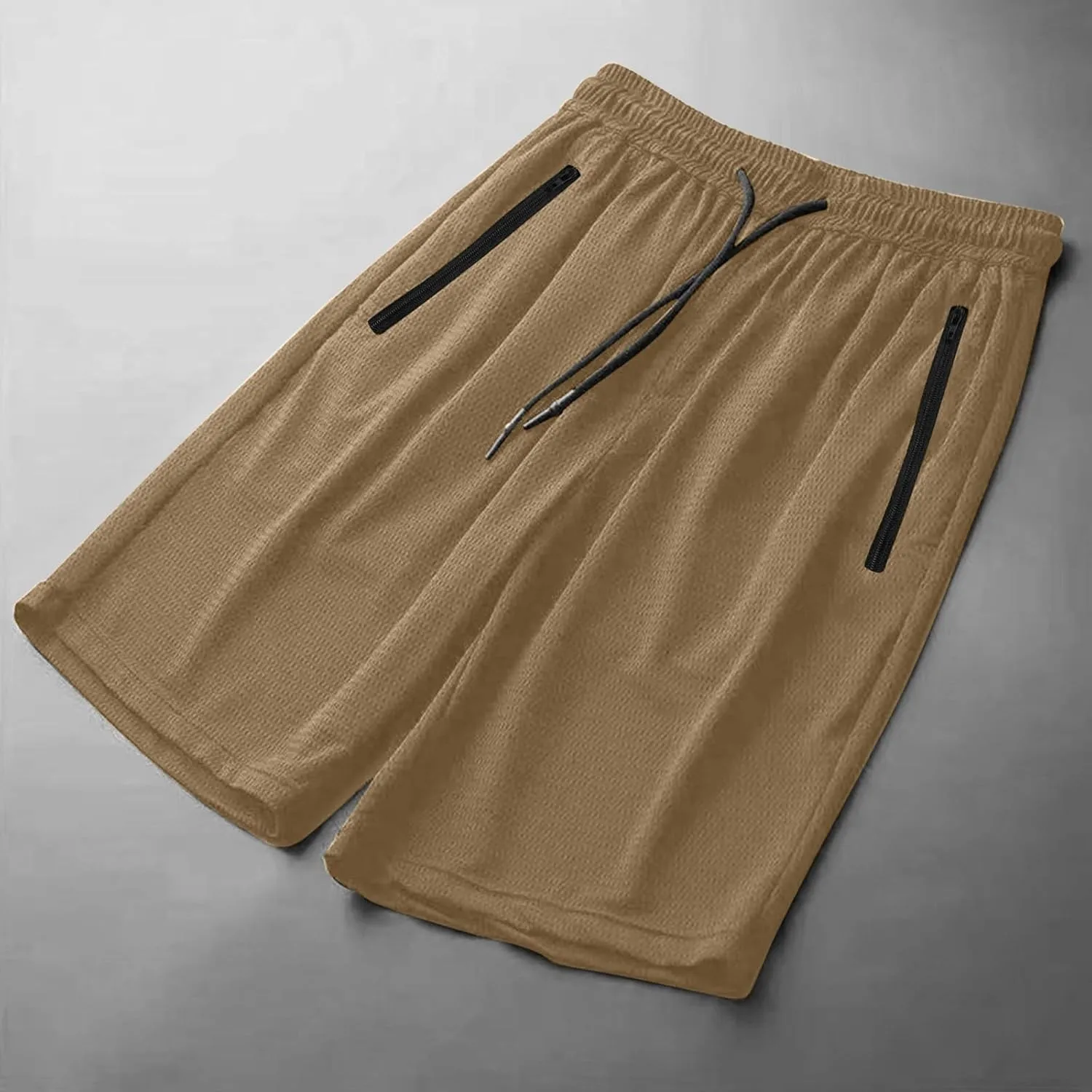 Men's Thin Ice Silk Quick Dry Shorts Casual Drawstring Elastic Waist Stretch Yoga Running Short Pants with Pockets