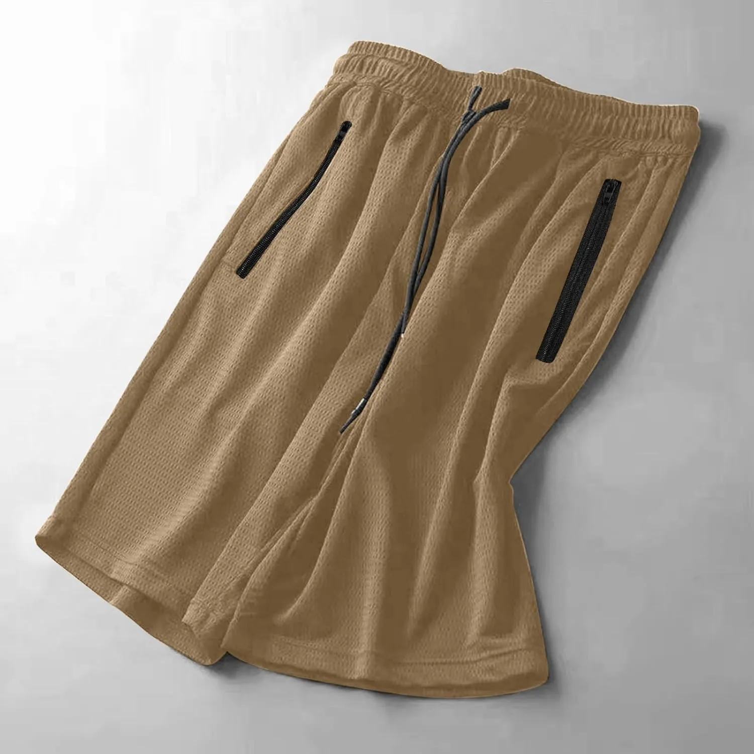 Men's Thin Ice Silk Quick Dry Shorts Casual Drawstring Elastic Waist Stretch Yoga Running Short Pants with Pockets