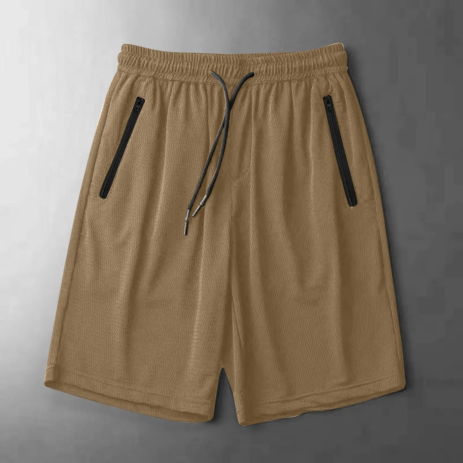 Men's Thin Ice Silk Quick Dry Shorts Casual Drawstring Elastic Waist Stretch Yoga Running Short Pants with Pockets