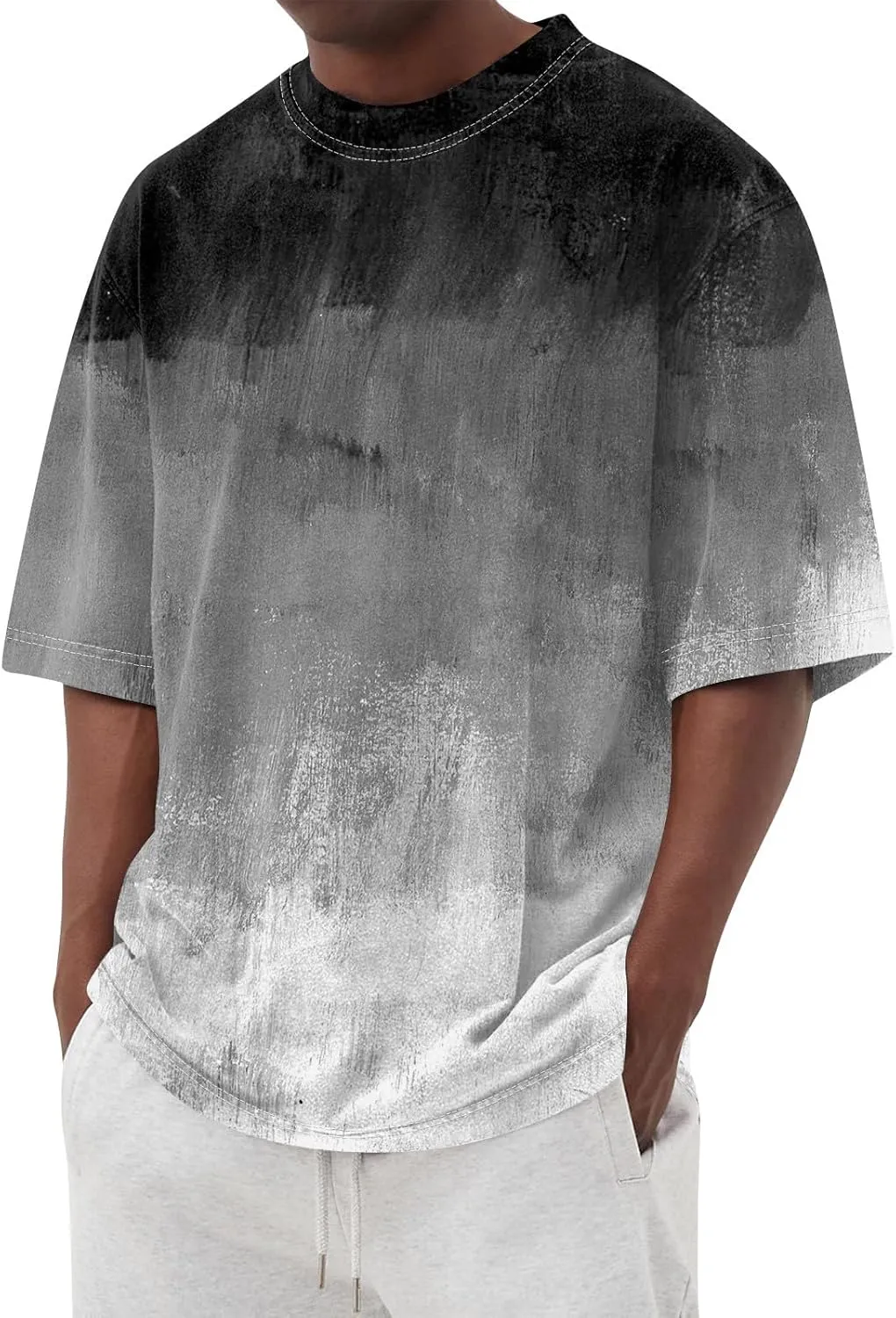 Men's Tie Dye T-Shirt Oversized Gradient Color Short Sleeve T-Shirt Summer Casual Crew Neck Loose Fit Tee Shirts