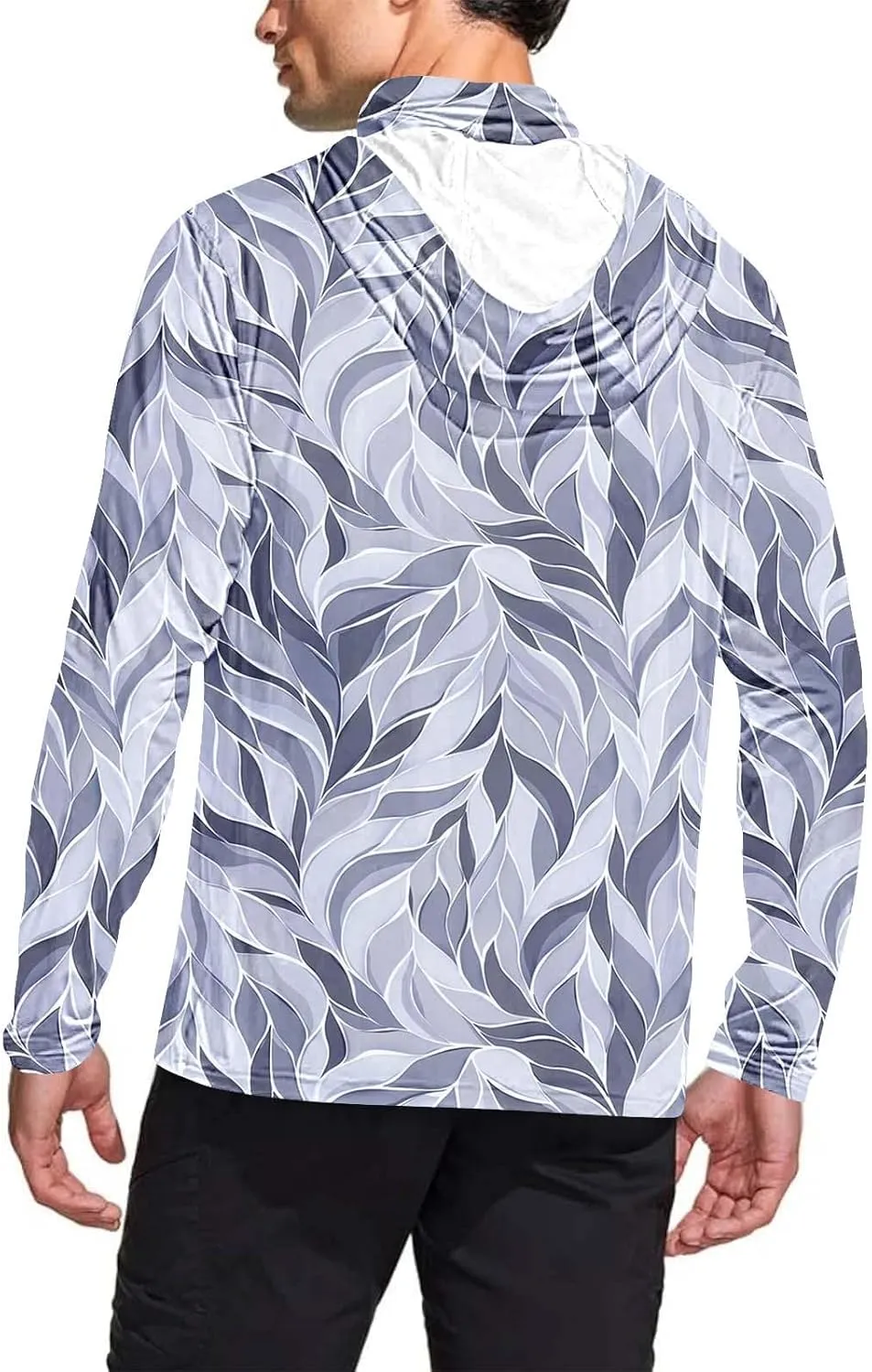 Mens UPF 50  Fishing Shirts Tops Long Sleeve UV Sun Protection Rash Guard Lightweight Sun Hoodie with Face Mask
