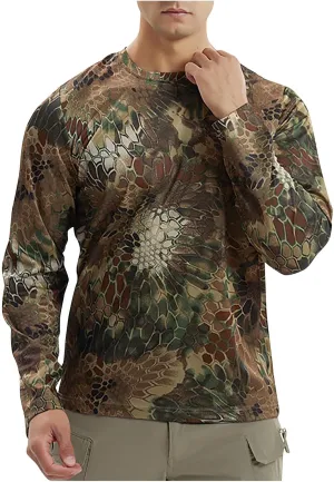 Men's UPF 50  UV Sun Shirts Lightweight Quick Dry Long Sleeve Rash Guard Swim T-Shirts Hiking Tactical Camo Shirts