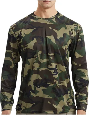 Men's UPF 50  UV Sun Shirts Lightweight Quick Dry Long Sleeve Rash Guard Swim T-Shirts Hiking Tactical Camo Shirts