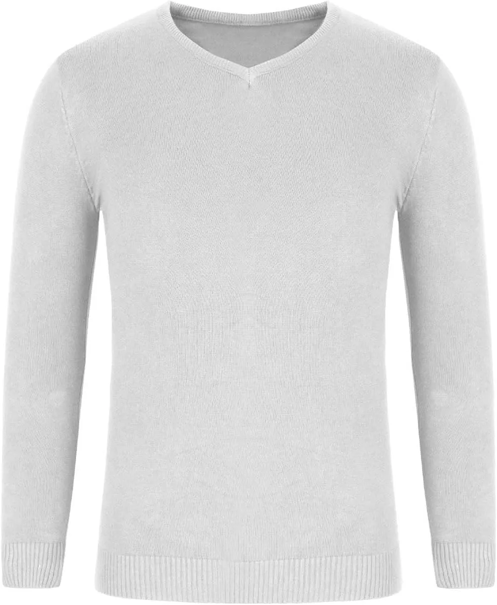 Men's V Neck Sweater Soft Casual Classic Ribbed Knit Pullover Top Lightweight Comfy Long Sleeve Sweaters T Shirts