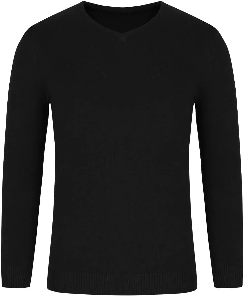 Men's V Neck Sweater Soft Casual Classic Ribbed Knit Pullover Top Lightweight Comfy Long Sleeve Sweaters T Shirts