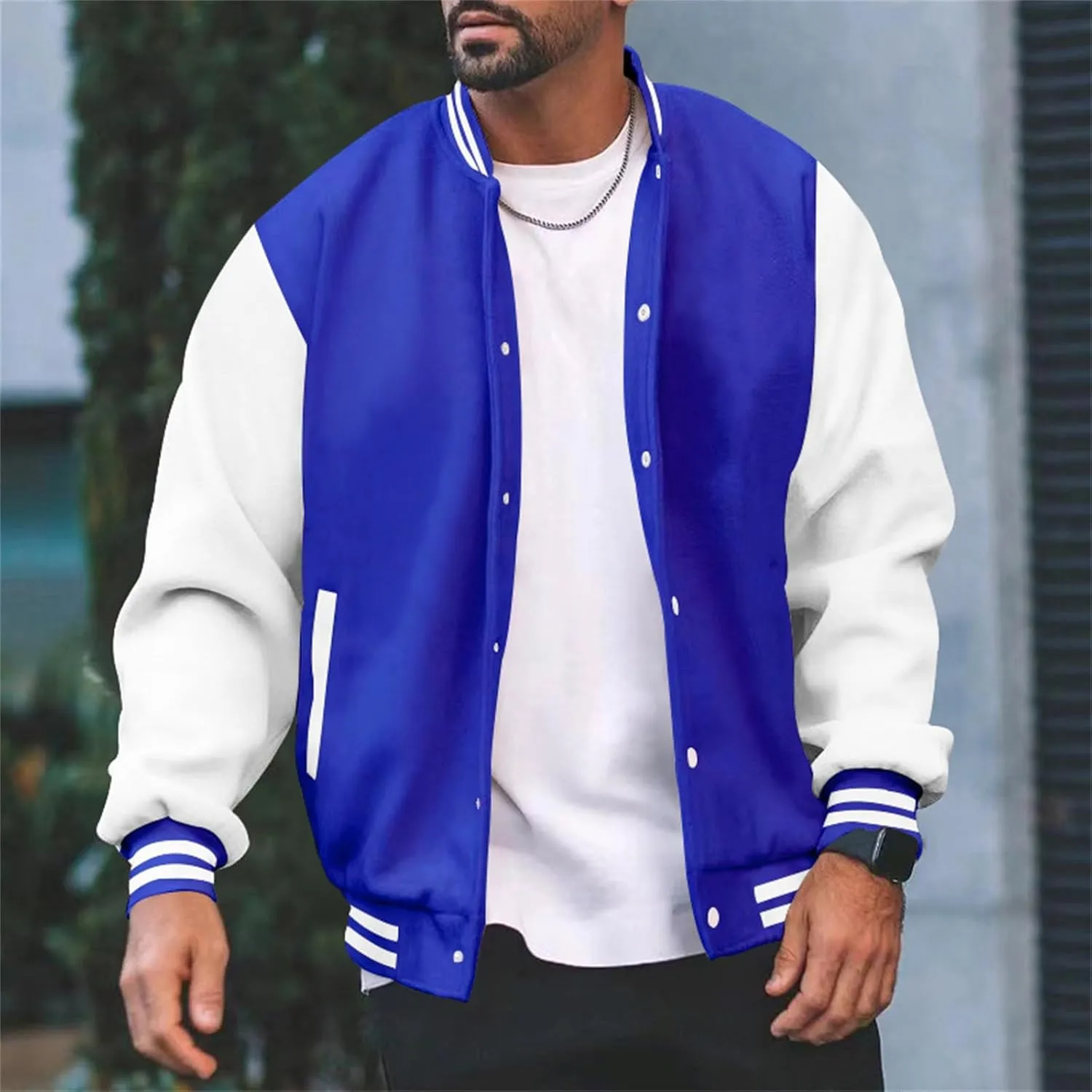 Mens Varsity Jackets Faux Leather Sleeve Letterman Baseball Jacket Bomber Coat Harajuku Vintage Tops