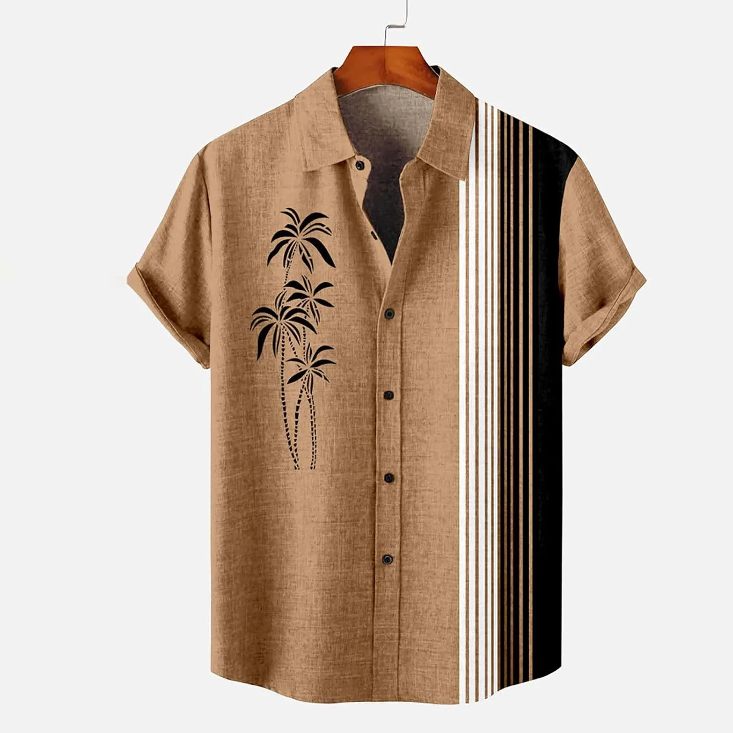 Men's Vintage Bowling Shirts Retro Rockabilly Style Short Sleeve Casual Button Down Shirt Hawaiian Summer Beach Tops