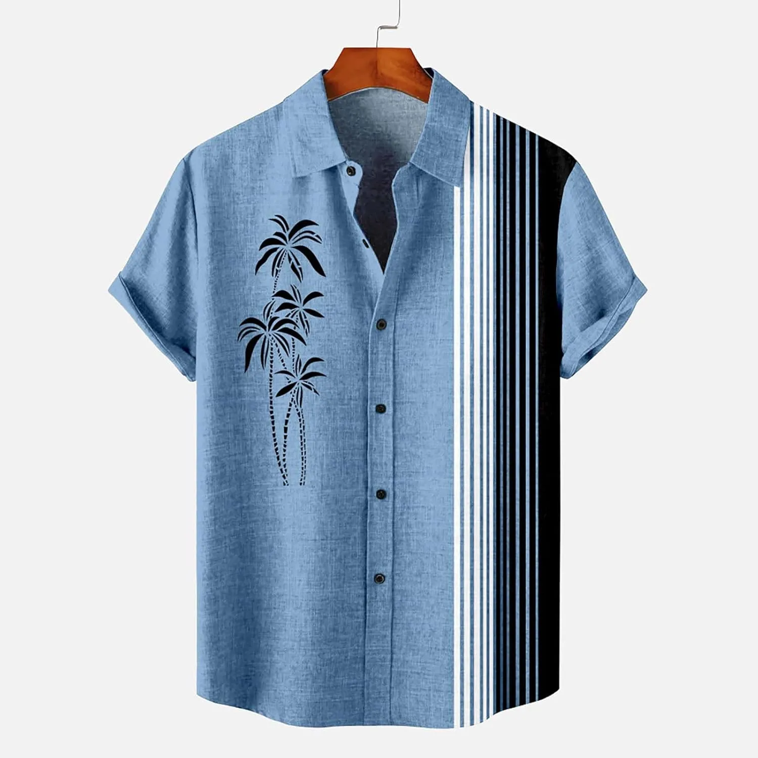 Men's Vintage Bowling Shirts Retro Rockabilly Style Short Sleeve Casual Button Down Shirt Hawaiian Summer Beach Tops
