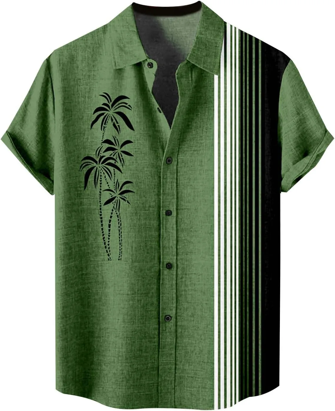 Men's Vintage Bowling Shirts Retro Rockabilly Style Short Sleeve Casual Button Down Shirt Hawaiian Summer Beach Tops
