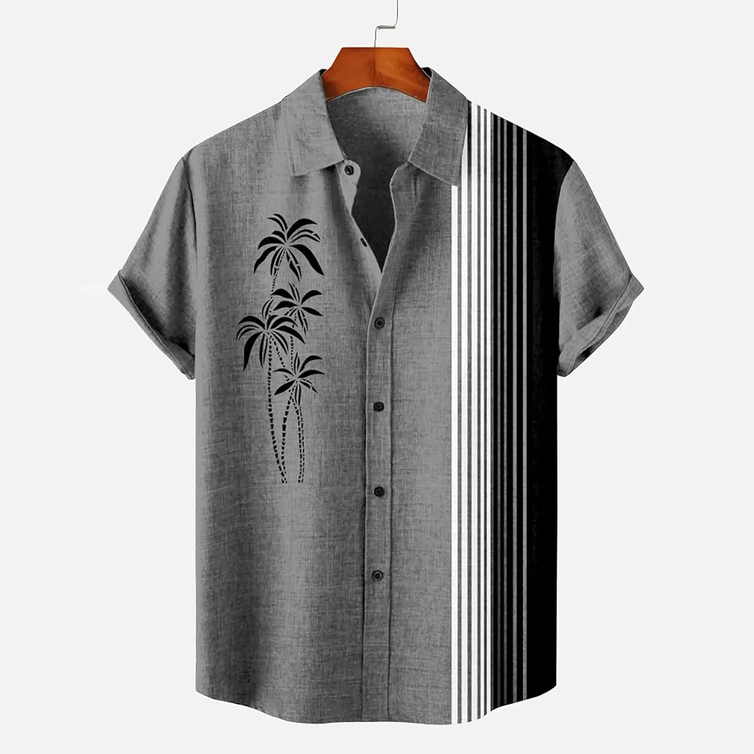 Men's Vintage Bowling Shirts Retro Rockabilly Style Short Sleeve Casual Button Down Shirt Hawaiian Summer Beach Tops