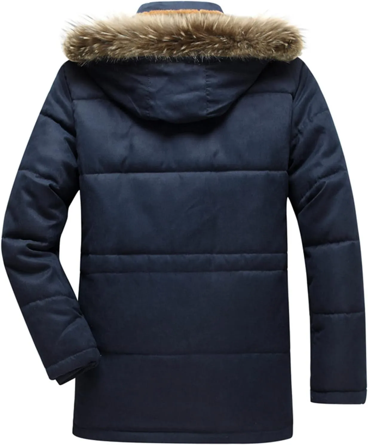 Mens Warm Fleece Parka Jacket with Fur Hood Big and Tall Anorak Jacket Winter Military Thicken Jackets Outwear Jackets