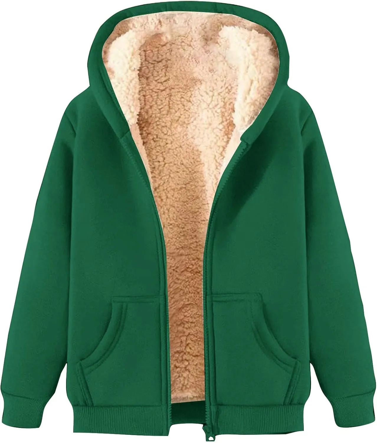 Men's Winter Fleece Hoodies Full Zip Warm Thick Sherpa Lined Sweatshirt Jacket with Pockets Casual Hooded Sports Coat