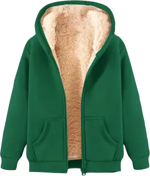 Men's Winter Fleece Hoodies Full Zip Warm Thick Sherpa Lined Sweatshirt Jacket with Pockets Casual Hooded Sports Coat