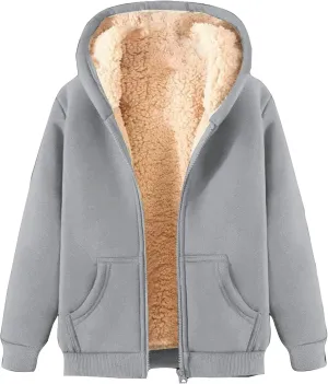 Men's Winter Fleece Hoodies Full Zip Warm Thick Sherpa Lined Sweatshirt Jacket with Pockets Casual Hooded Sports Coat