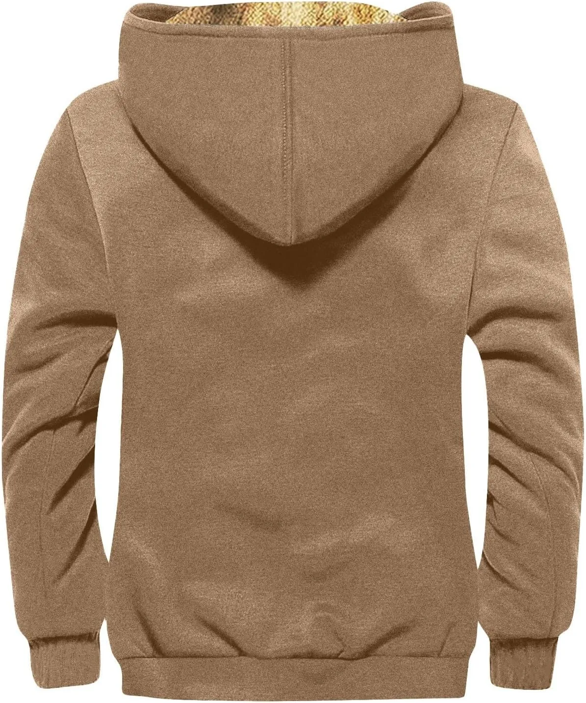Men's Winter Jacket Zipper Work Cargo Coats Printed Outerwear Hooded Sweatshirt Tops Fleece Sherpa Lined Hoodies