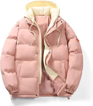 Men's Winter Thick Hooded Puffer Jackets Oversized Full Zip Warm Soft Lightweight Quilted Down Coats Outwear for Cold Weather